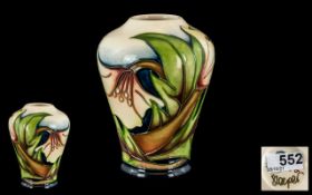 Moorcroft Hand Painted Tubelined Vase of Small Proportions ' Water Lilies ' Design. Designer S.