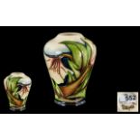 Moorcroft Hand Painted Tubelined Vase of Small Proportions ' Water Lilies ' Design. Designer S.
