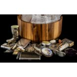 Wooden Salad Bowl Containing a Collection of Oddments, to include a silver 1 oz bar, plus one other,