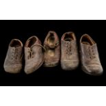 Five Antique Brown Leather Children's Shoes, labelled to inside 'Start -Rite',