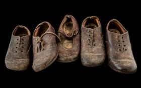Five Antique Brown Leather Children's Shoes, labelled to inside 'Start -Rite',