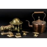 Collection of Metalware to include a brass model of a bull, a brass globe,