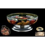 William Moorcroft Signed ' Tazza ' with Silver Plated Round Base. c.
