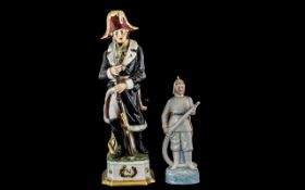 Large Porcelain Figure of Napoleon, standing, holding a rifle,