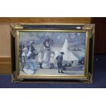 Two Gilt Framed Prints, one depicting a Paris park scene with children, measures 37'' x 27'', and