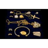 Collection of Assorted Gold Plated Jewellery, Includes Rings, Bangle and Pedant Drops,