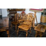 Set of Six Modern Kitchen Chairs, two Windsor and six spindle back chairs.