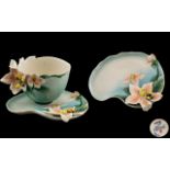 Franz - Superb Stylish Hand Painted Porcelain Cup and Saucer ' Water Lilies ' Design.