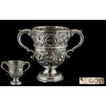 Victorian Period Heavy & Excellent Quality Sterling Silver Twin Handled Loving Cup,