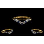 18ct Gold - Attractive Excellent Quality Sapphire and Diamond Set Dress Ring, Full Hallmark for 750.