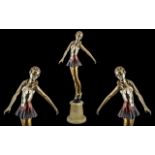 Art Deco Period - Excellent and Attractive Bronze Figure of a Young Female Dancer,