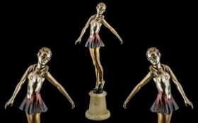 Art Deco Period - Excellent and Attractive Bronze Figure of a Young Female Dancer,