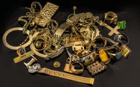 Mixed Bag of Vintage Gold Plated Rings and miscellaneous jewellery items