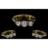 18ct Gold - Attractive 3 Stone Diamond Ring. Marked 18ct to Interior of Shank. Diamonds of Good