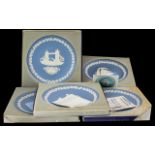 Wedgwood Blue Jasper Early Edition Christmas Plates, comprising 1972/73/74/75 and 1976.