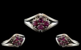 18ct White Gold - Attractive Ruby Set Dress Ring, Marked 750 to Interior of Shank.