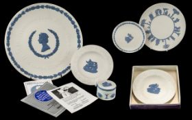 Wedgwood Pale Blue on White Jasper, six assorted pieces. All with boxes and in as new condition.