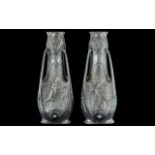 Pair of Large Antique Cast Alloy Art Nouveau Vases after J.