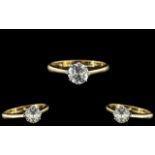 18ct Gold and Platinum Single Stone Diamond Set Ring. Marked 18ct and Platinum to Interior of Shank.