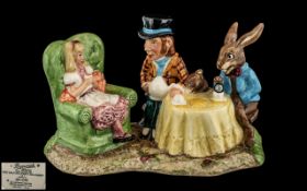 Beswick Ware Ltd and Numbered Edition Hand Painted Figure Group ' The Mad Hatter's Tea Party ' LCI.