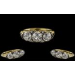 Antique Period - Stunning 18ct Gold Gallery Set 3 Stone Diamond Ring.
