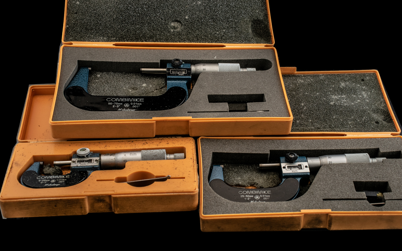 Three Combimike Micrometers, in original boxes, 0-25mm, 25-50mm, and 50-75mm, - Image 2 of 3