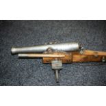 A Replica Field Cannon in teak wood and