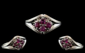 18ct White Gold - Attractive Ruby Set Dr