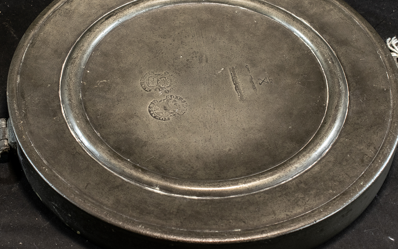 Antique Pewter Hot Water Dish, maker's s - Image 4 of 4