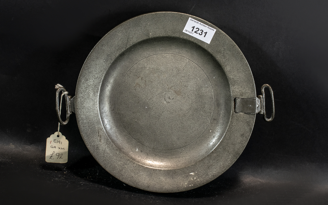 Antique Pewter Hot Water Dish, maker's s - Image 2 of 4