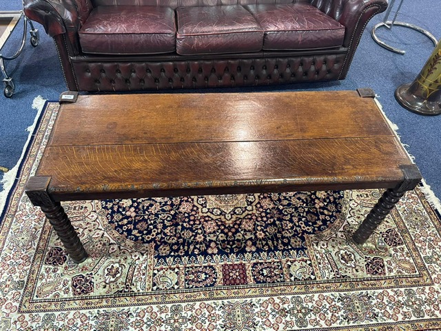 Antique Mahogany Coffee Table, raised on - Image 2 of 2