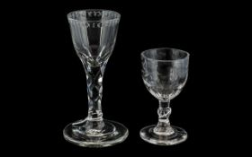 Two Small Antique Wine Glasses, one with