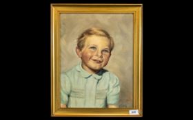 Oil on Board of a Young Boy with Golden