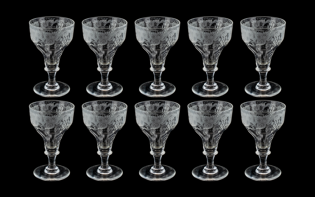 Collection of Victorian Wine Glasses. An