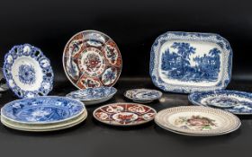 Collection of Cabinet Plates, including blue and white china,