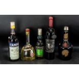 Collection of Liqueurs & Wine, five bottles comprising Dom Liqueur, Campari, Chartreuse,