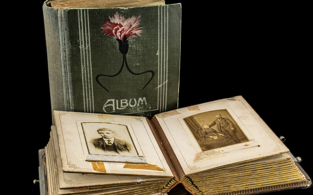 ( 2 ) Albums of Victorian Period Postcards, Includes 1 Leather Bound Album,