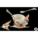 Franz Porcelain Butterfly Cup, Saucer and Spoon.