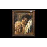 Pastel Drawing on Board Depicting a Young Lady in Contemplation, signed H Hammond, c1900; framed,