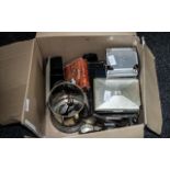 Miscellaneous Silvered Metal Items comprising cigarette boxes, syphon holder, salts,