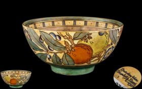 Charlotte Rhead Bursley-Ware Hand Painted Footed Bowl ' Oranges and Lemons ' Design. Design No T25.