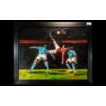 Football Interest - Oil Painting by Hadrian Richards 'The Overhead' depicting Wayne Rooney's goal