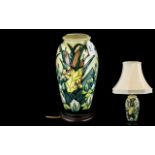 Moorcroft - Superb Quality Hand Painted Tubelined Lamp Base with Original Shade ' Lamia ' Design.