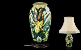 Moorcroft - Superb Quality Hand Painted Tubelined Lamp Base with Original Shade ' Lamia ' Design.