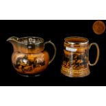 Ridgways Brown Glazed Transfer Printed 'Coaching Days' Pottery Jug and Tankard,