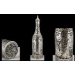 Antique Period - Superb Quality Persian Silver Cased Glass Decanter.