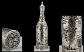 Antique Period - Superb Quality Persian Silver Cased Glass Decanter.