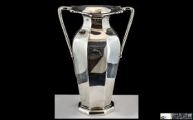 Ollivant & Botsford Art Nouveau Twin Handle Sterling Silver Vase of Pleasing Proportions.