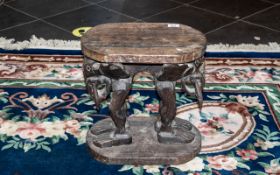 African Tribal Style Carved Wood Stool,