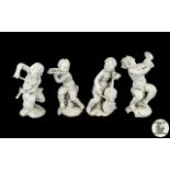 Antique Period - Lorenz Hutschenreuther Selb - Superb Set of Four Porcelain Putti Figures Playing